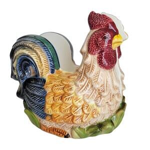 Jay Imports Colorful Ceramic Country Farmhouse Rooster Napkin Holder Countrycore
